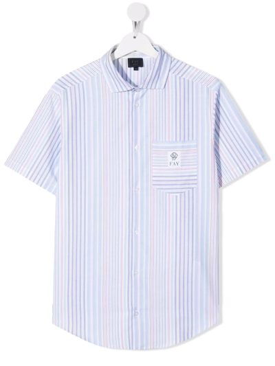 Fay Teen Pastel-stripe Shirt In Bianco-multicolor