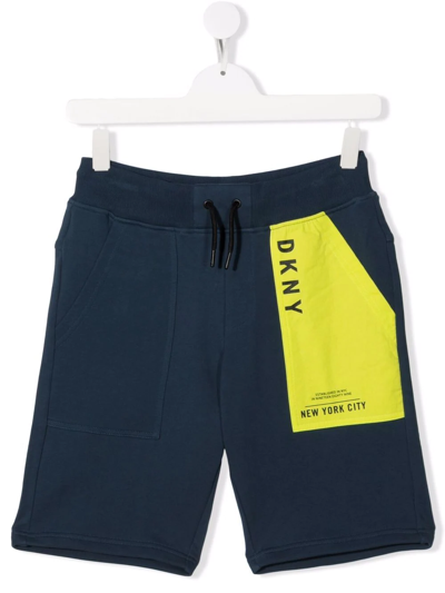 Dkny Teen Logo-print Track Shorts In Blue