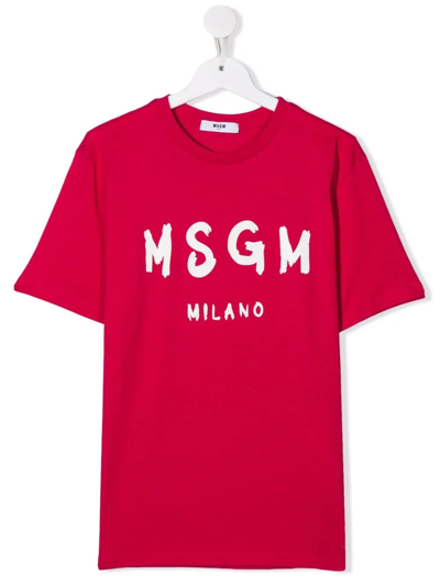 Msgm Teen Logo-print Cotton T-shirt In Pink