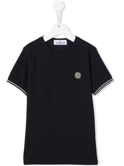 Stone Island Junior Teen Compass-patch Polo Shirt In Blue