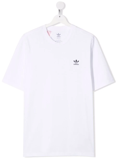 Adidas Originals Teen Logo-print Cotton T-shirt In White
