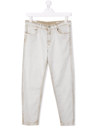 Dondup Teen Two-tone Straight-leg Jeans In Grey