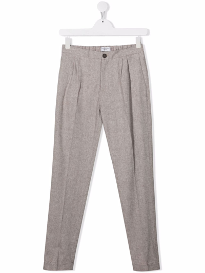 Paolo Pecora Teen Straight Tailored-cut Trousers In Fango