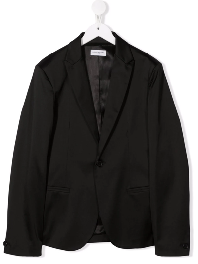 Paolo Pecora Kids' Fitted Single-breasted Blazer In Black