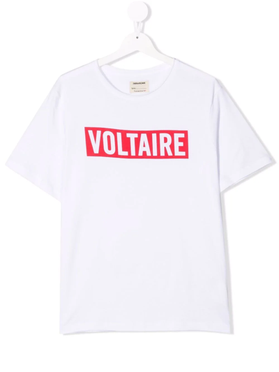 Zadig & Voltaire Teen Logo-print Short-sleeved T-shirt In White