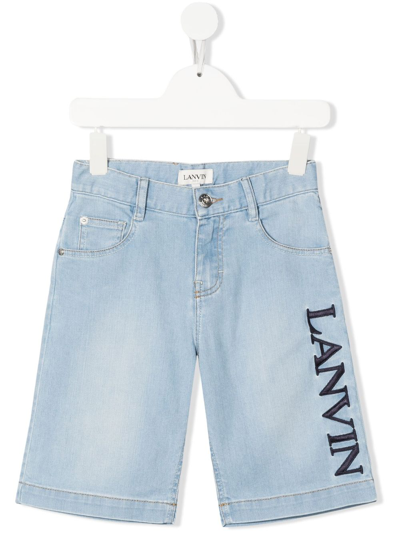Lanvin Enfant Teen Logo-print Denim Shorts In Blue
