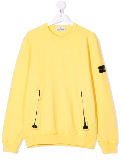 Stone Island Junior Teen Logo-patch Sweatshirt In Yellow