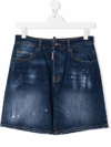 Dsquared2 Kids Blue Denim Shorts With Dsq2 Brothers Patch In Blue