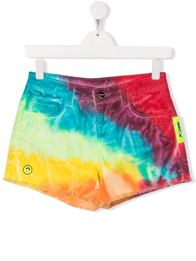 Barrow Teen Tie-dye Print Denim Shorts In Yellow