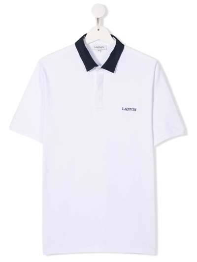 Lanvin Enfant Teen Embroidered-logo Polo Shirt In White