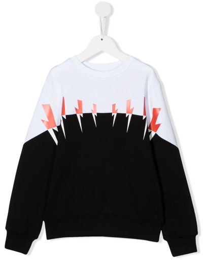 Neil Barrett Kids' Panelled Cotton Sweatshirt In Black