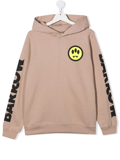 Barrow Teen Smiley Logo-print Hoodie In Neutrals