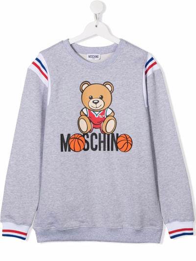 Moschino Kids' Logo Crew-neck T-shirt In Grey
