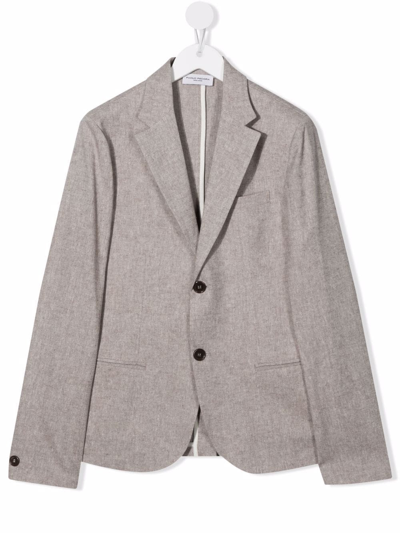 Paolo Pecora Teen Single-breasted Tailored Blazer In Neutrals