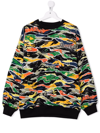Molo Teen Camouflage-print Crew-neck Sweatshirt In Black