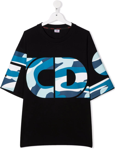 Gcds Teen Logo-print T-shirt In Black