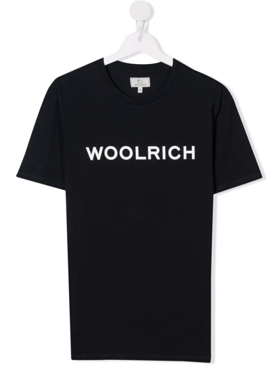 Woolrich Teen Logo-print T-shirt In Blue