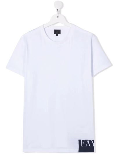 Fay Teen Logo-print T-shirt In Bianco