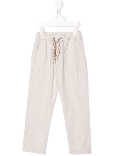 Bonpoint Teen Drawstring Straight-leg Trousers In Neutrals