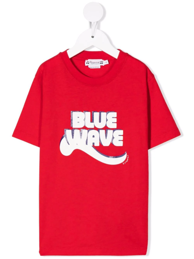 Bonpoint Teen Blue Wave Logo-print T-shirt In Red