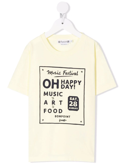 Bonpoint Teen Music Festival Organic Cotton T-shirt In Yellow