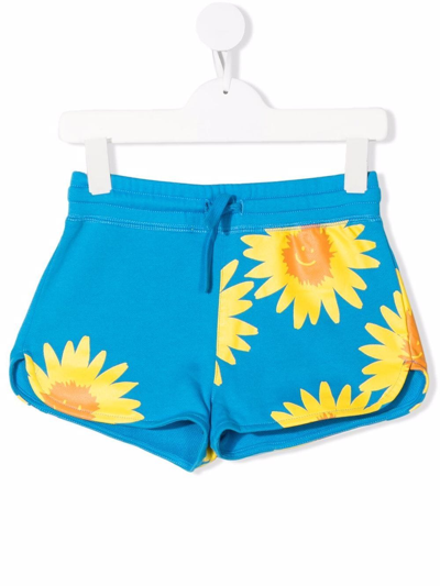 Stella Mccartney Kids' Floral Drawstring Shorts In Blue