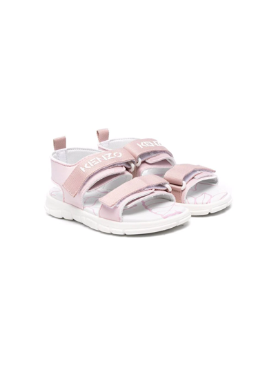 Kenzo Kids' Animal-print Touch-strap Sandals In Pink