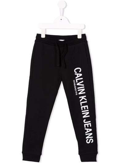 Calvin Klein Kids' Logo-print Track Trousers In Black