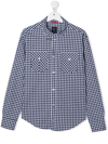 Fay Gingham Check Print Shirt In Blue