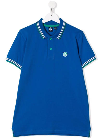 North Sails Teen Stripe-trimmed Polo Shirt In Blue