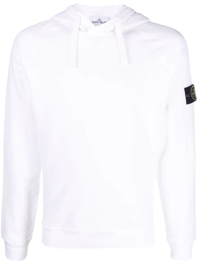 Stone Island Regular-fit Hooded Sweatshirt With Pouch Pocket In White