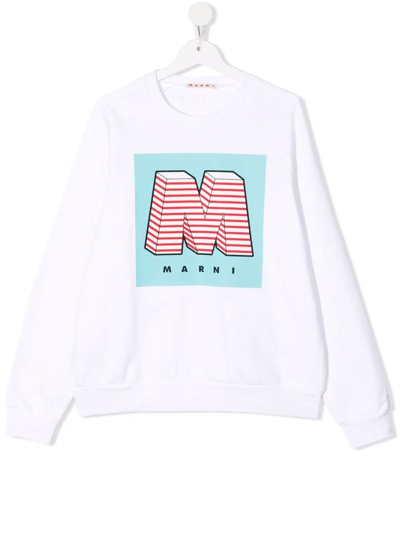 Marni Teen Logo Graphic-print Sweatshirt In White