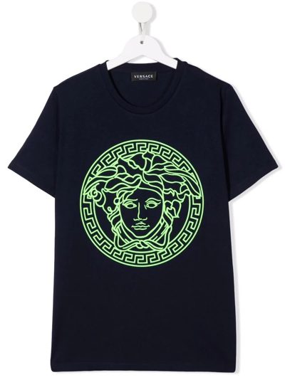 Versace Kids' Medusa Short-sleeve T-shirt In Blue