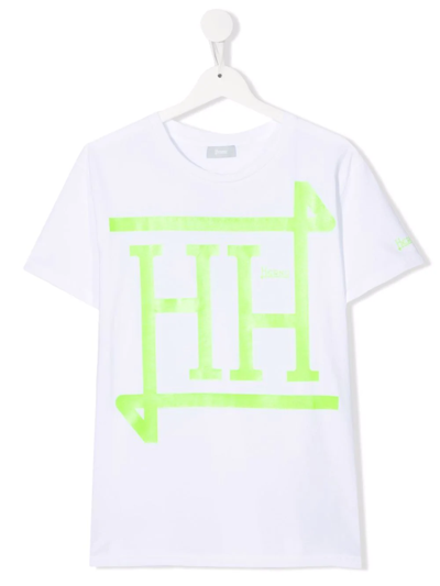 Herno Teen Monogram-print Short-sleeve T-shirt In White