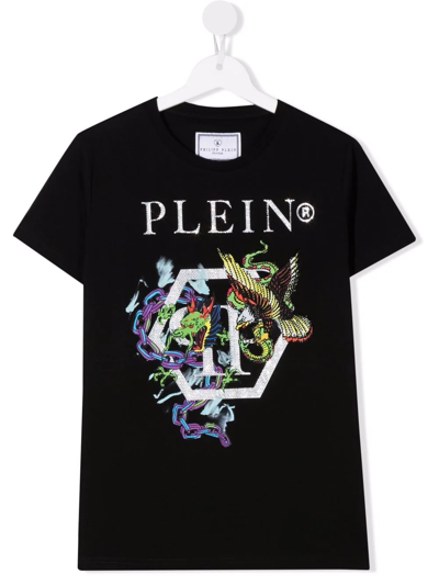 Philipp Plein Junior Teen Graphic-print Short-sleeve T-shirt In Black