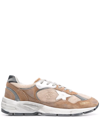 Golden Goose Dad-star Distressed Leather-trimmed Suede And Mesh Sneakers In Brown
