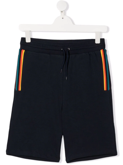 Paul Smith Junior Kids' Logo-patch Jersey Shorts In Black