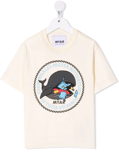 Myar Kids' Graphic-print Short-sleeved T-shirt In Ivory