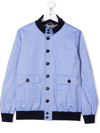 Brunello Cucinelli Cotton Bomber Jacket With Applied Sleeves In Blue