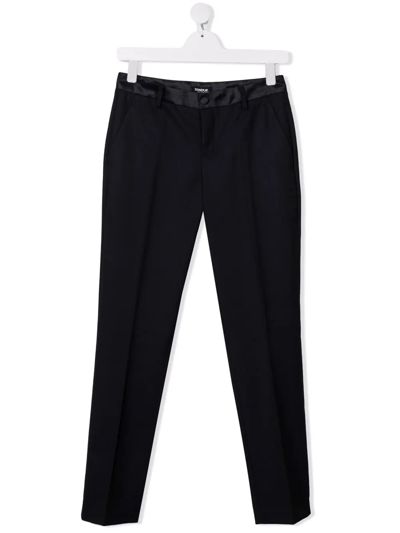 Dondup Kids' Satin-waistband Trousers In Blue