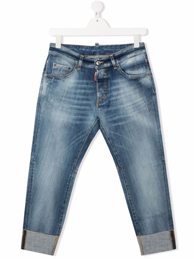 Dsquared2 Teen Mid-rise Slim-fit Jeans In Blue