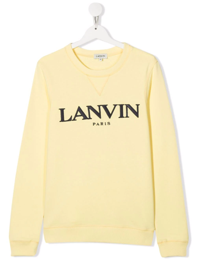 Lanvin Enfant Kids' Logo-print Cotton Sweatshirt In Yellow