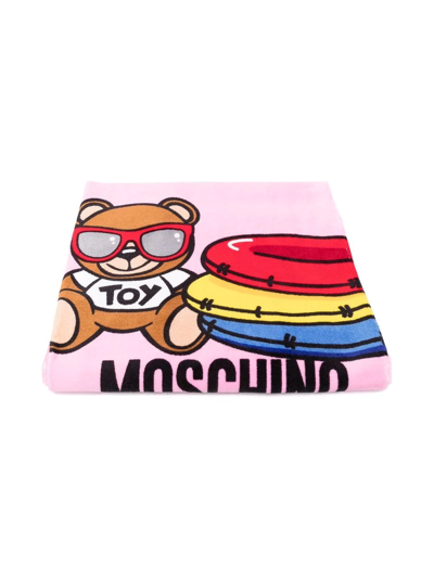 Moschino Kids' Teddy Bear Motif Towel In Pink