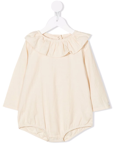 Donsje Babies' Chloe Ruffle-collar Bodysuit In Neutrals