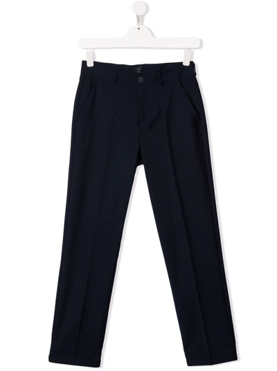 Fay Teen Tailored Wool Trousers In Blue