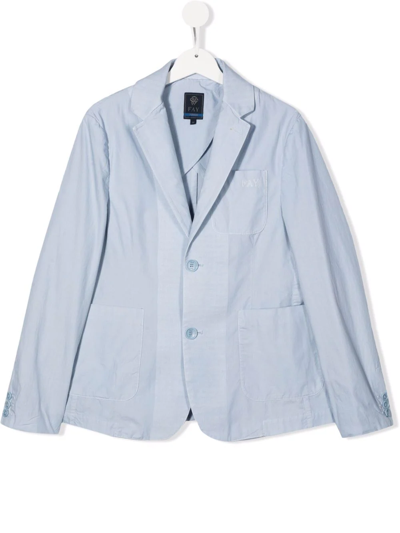 Fay Teen Logo Single-breasted Blazer In Sky Blue