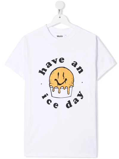 Molo Kids' Slogan-print Cotton T-shirt In White