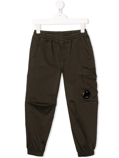 C.p. Company Kids' Logo-patch Cargo Trousers In Green