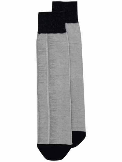 Issey Miyake Ribbed-detailing Mid-length Socks In Grey