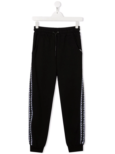 Sprayground Kid Teen Shark Teeth-stripe Track Trousers In Black